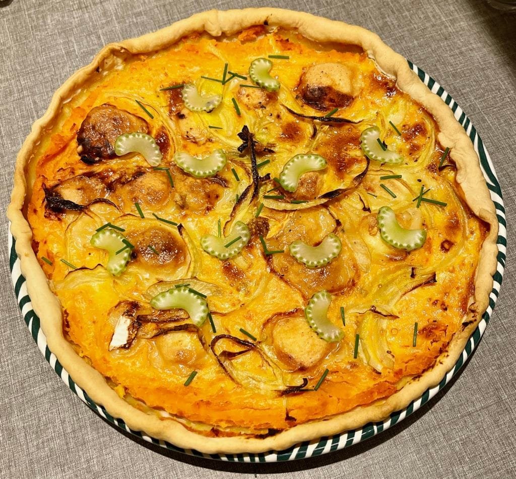 Tarte au potimarron, chèvre frais & graines - Luxorecette