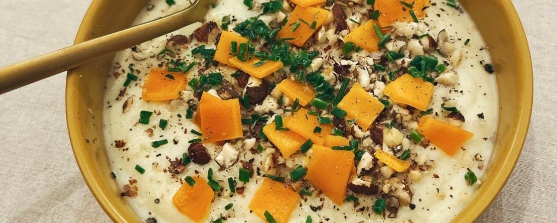 Velouté de panais et chou-fleur à la mimolette