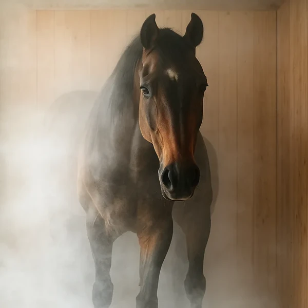 Cheval profitant d’une séance d’halothérapie équine à Mornant
